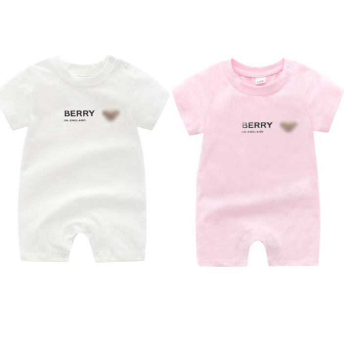 

Baby Boys Girls Brand Rompers Summer Kids Cartoon Bear Short Sleeve Jumpsuits Newborn Cotton Letters Printed Onesies Infant Romper Toddler Clothes, Pink