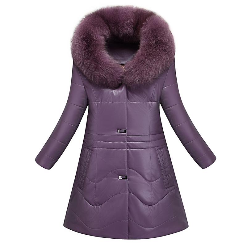 

Winter Faux Sheepskin Jacket -8XL New Women Elegant Fur Collar Thicken Parka Camel-Padded Coat Female Black Leather Outerwear