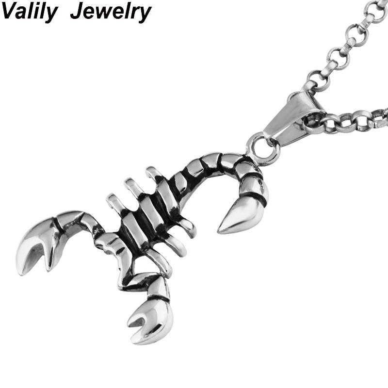 

Men's Black Scorpion Pendant Necklace,Stainless steel Fashion Punk Rock Biker Necklace,Paty Gift