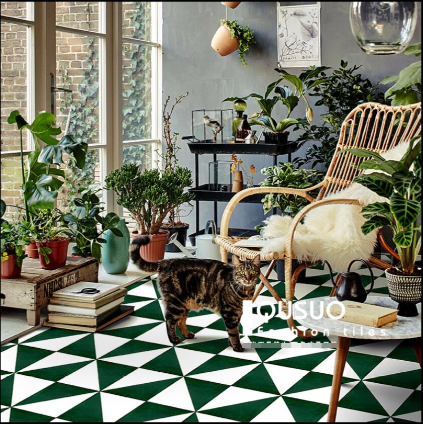 Moroccan dark green small tiles Nordic retro toilet bathroom wall and floor tile kitchen balcony flower pieces-image-630992824