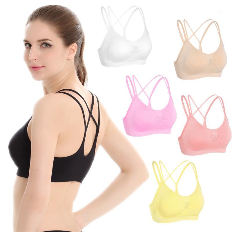 

summer Sports Fitness Bra Sexy Cross Straps Gym Yoga Running tennis badminton Training Vest Sweatshirt Thin Model Tank Underwear1, White