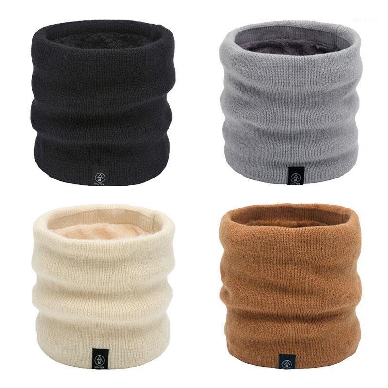 

Unisex Winter Men Women Warm Knitted Ring Scarves Thick Elastic Knit Mufflers Children Neck Warmer Plush Polyester Scarf1, Black