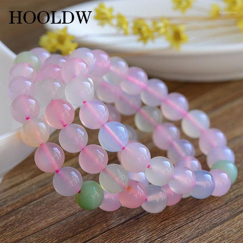 

HOOLDW 2020 New Natural Stone Bracelets Candy Colors Quartz Crystal Beads Beaded Stretch Bracelets Bangles For Women Men1