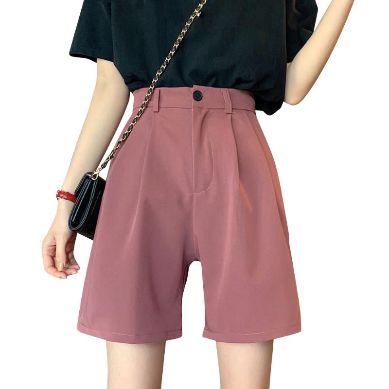

2021 New Fashion Ladies Shorts Casual Women Wide Leg Shorts Summer High Waisted Straight Pantalones Cortos De Mujer, Black