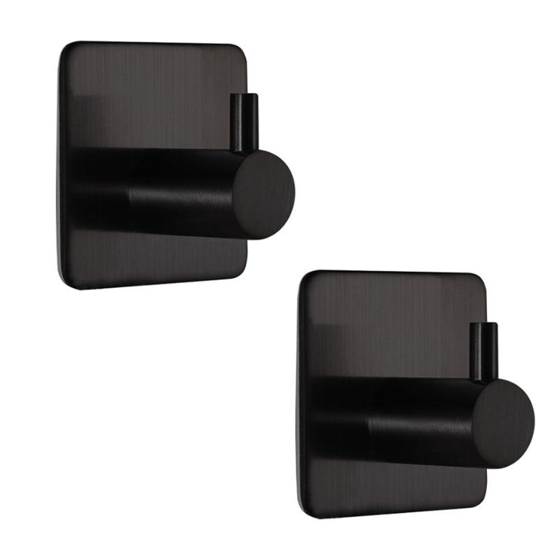 

Self Adhesive Metal Hooks Back Door Bedroom Coat Hanger Rustproof Bathroom Kitchen Towel Hook Black