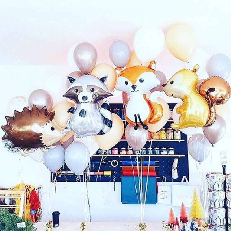 

Party Decoration Hedgehog Raccoon Squirrel Foil Balloons Balls Woodland Animals Theme Baby Shower Birthday Decorations Kids