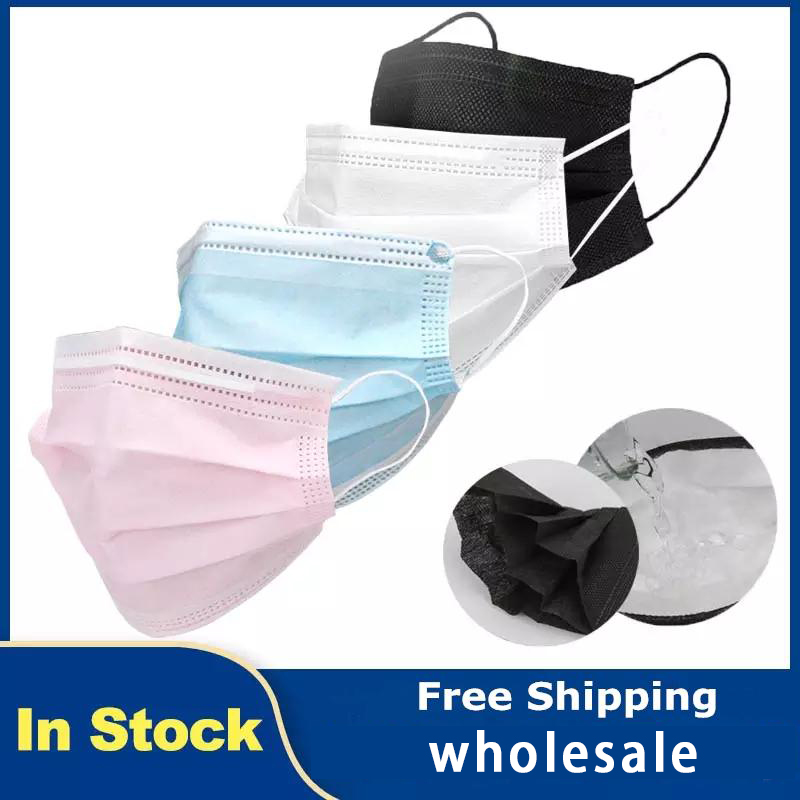 

Disposable face masks colorful mask 3 Layer balck Gray Pink Dust Mouth Masks Cover 3-Ply Non-woven