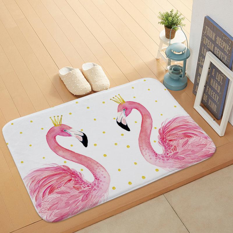 

Flannel Door Mat Flamigo Prints Bedroom Rugs 40*60cm Kitchen/Bathroom Anti-Slip Floor Mats Hallway/Balcony Foot Mat