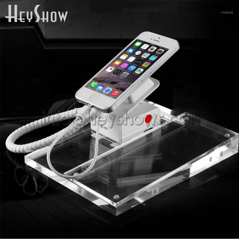 

Crystal Transparent Acrylic Phone Security Burglar Alarm Display Stand Holder Loss Prevention White With Cable, Remote Control1