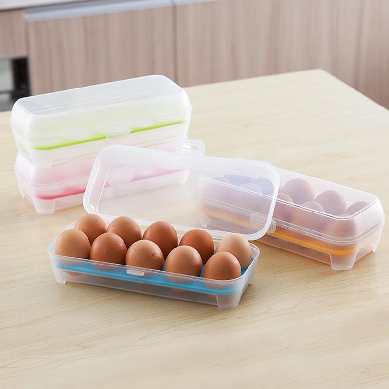 

10 Grids Egg Container Refrigerator Preservation Egg Storage Box Portable Transparen Plastic Box With Cover Kitchen Tools