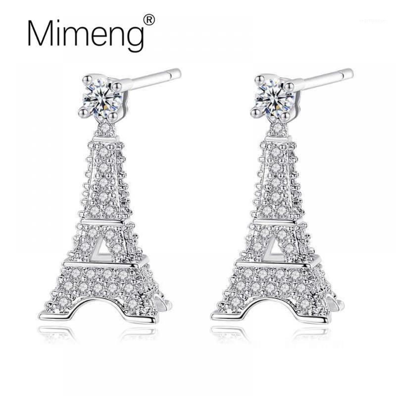 

Mimeng Fashion Women Earrings Tokyo Tower Inlaid Zircon Earrings Creative Personality Boutique Jewelry Couple Holiday Gift1