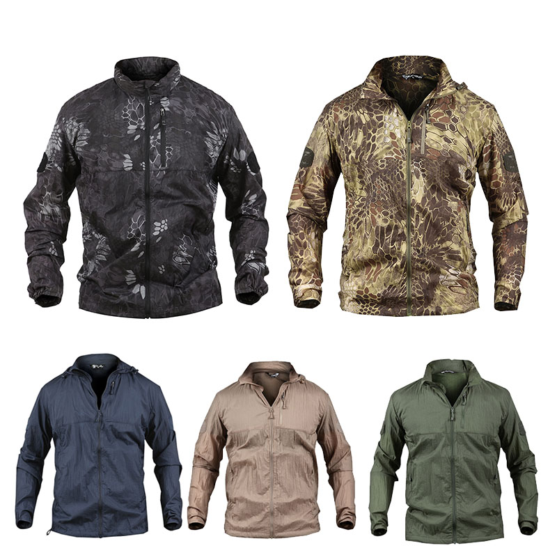 Outdoor Thin Windbreaker Shirt Jacket Hunting Shooting Mountaineering Clothes Hiking Windproof Clothing Camouflage Lightweight Ultra NO05-111