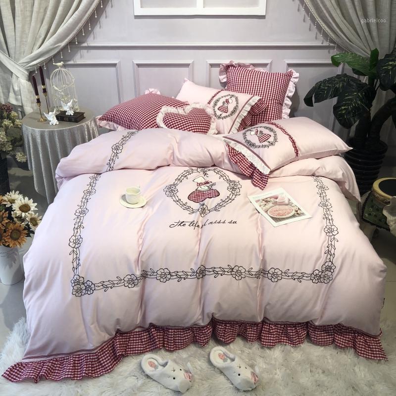 

J3 Bedding Set Queen Size embroidery Bedding Sheet egyptian cotton Bed Linen ropa de cama King Bed Set Duvet Cover J/7pcs1