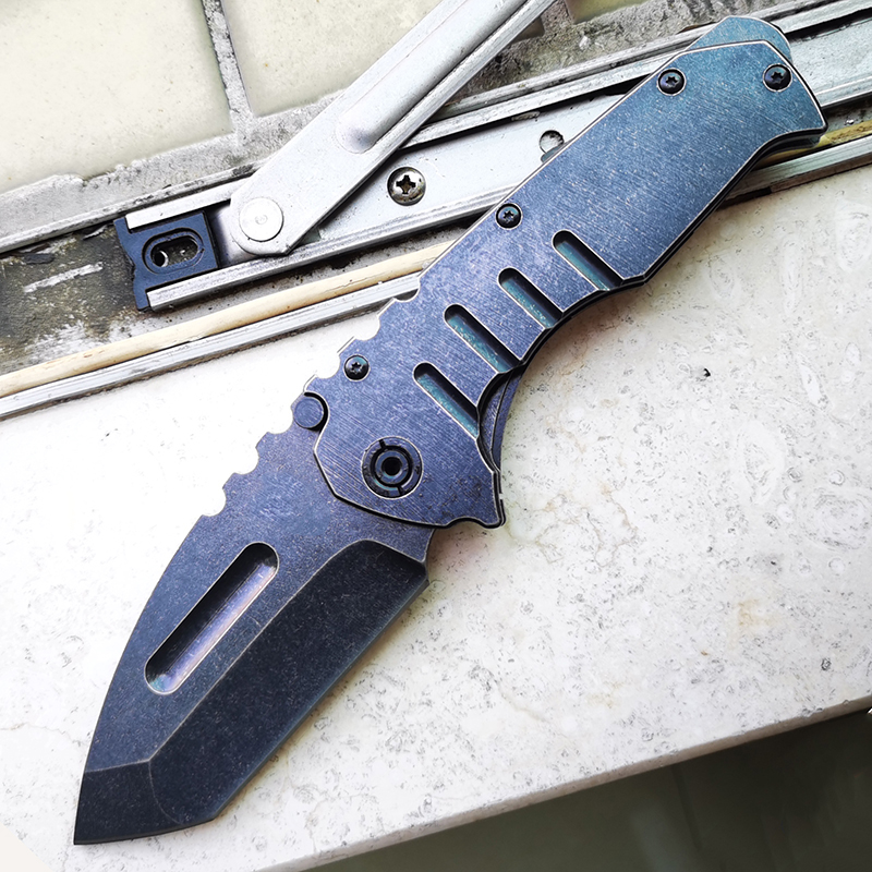 

hevay weight stonewash d2 tanto blade linerlock stainless steel handle tactical camping outdoor knife pocket folding knives gift tool edc