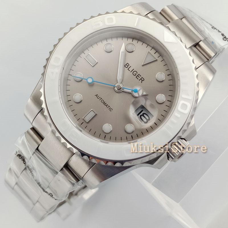 

40mm white Montre Sport Relogio Masculino Luminous bracelet Automatic Top Marque Luxe Hommes Date Horloge Sport Montres Hommes, White bezel