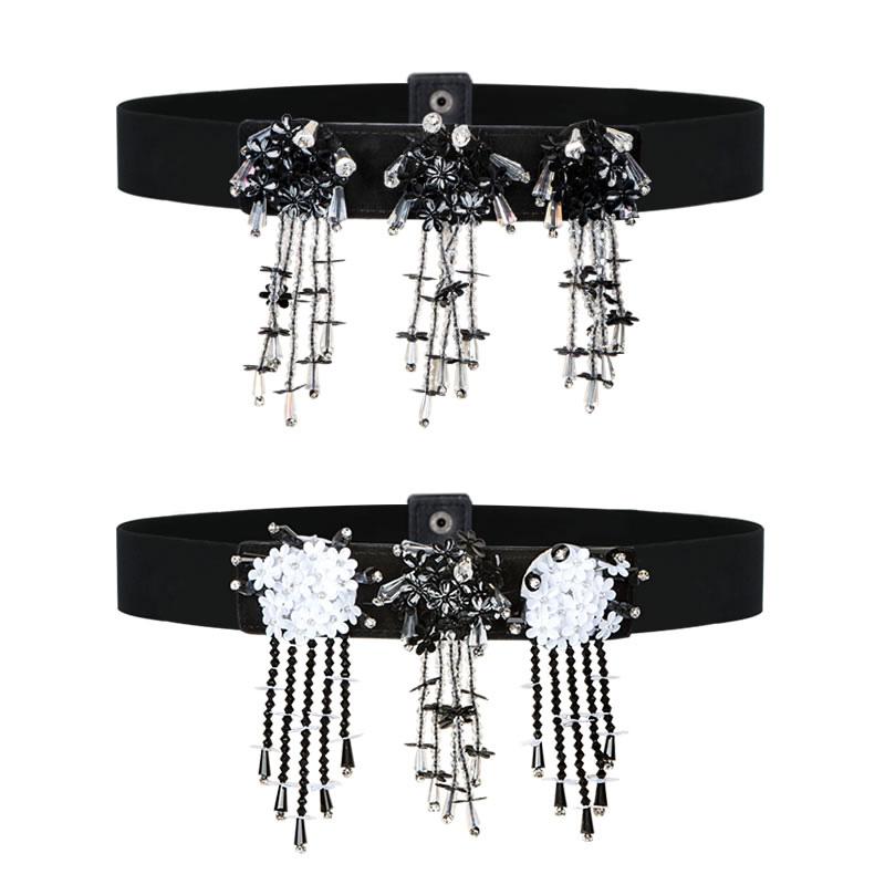 

Belts White Rhinestone Waist Belt For Women Ladies Elastic Band Colorful Crystal Bead Corset Strap Dress Accessories DP66