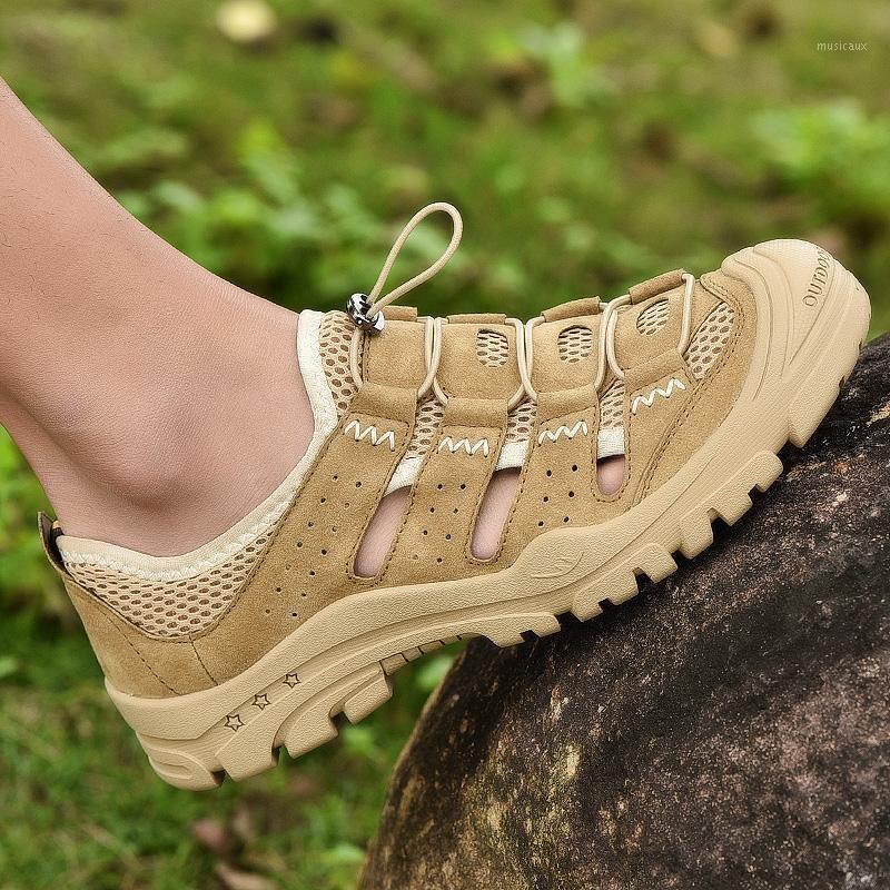 

Men's Sandals mesh Beach shoes Men's Breathable Outdoor Leisure slip on Non-slip Dual-use fashion Summer Footwear Shoes Man1, Beige