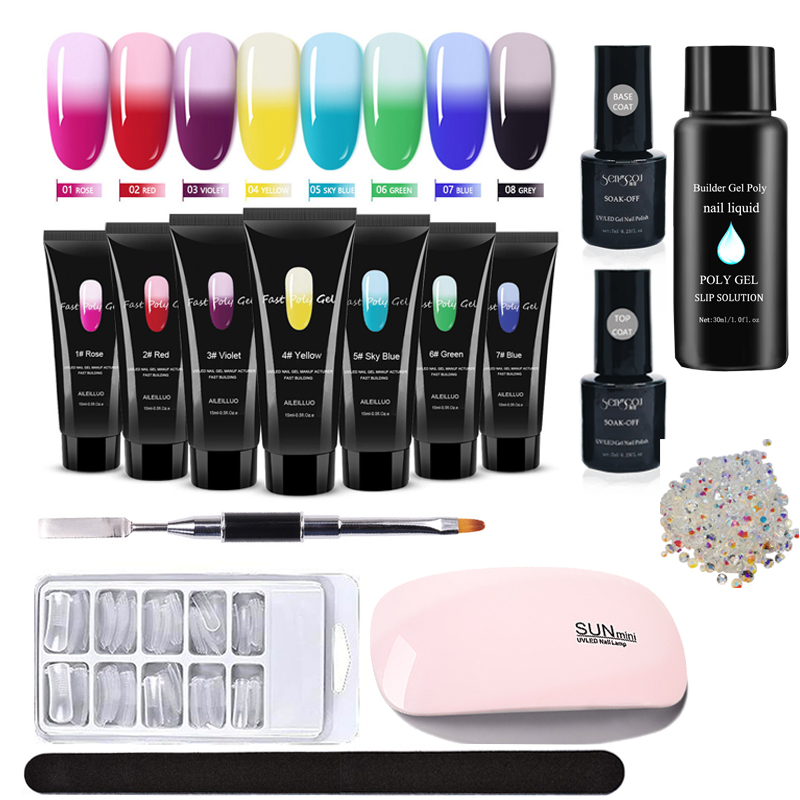 

Poly UV Gel Nail polish All For Manicure Tools Gel UV Varnishes Hybrid For Nails Extension Nail Gel Polish For Nail Art Panting, 16-piece set