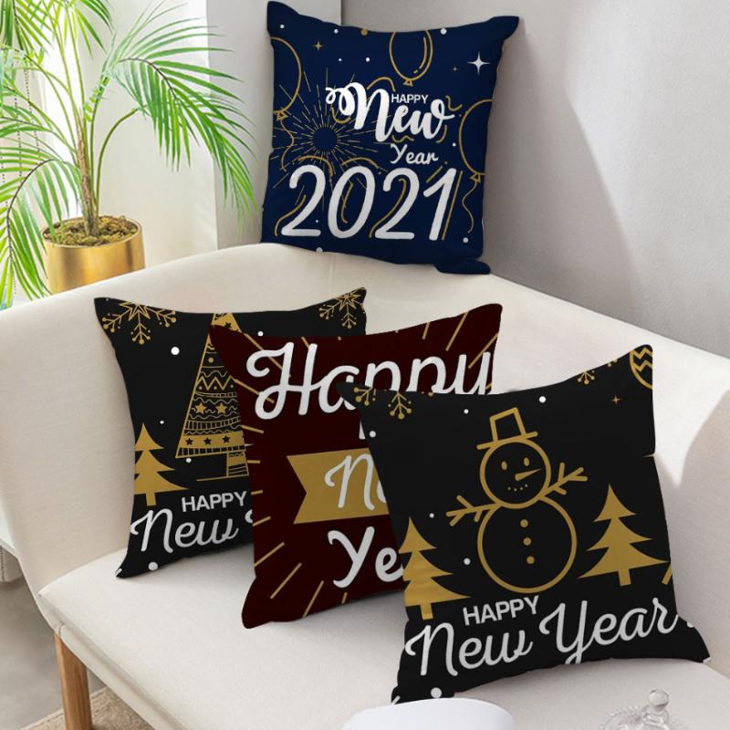 

Nanacoba Christmas Pillow Cover 2021 Happy New Year Gift Letter Throw Pillowcase Sofa Home Decor Black Cushion Cover Decoration, Pcfs015913drs