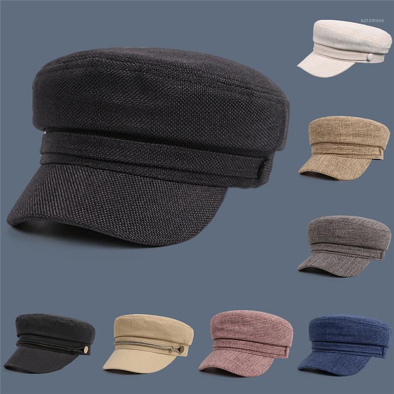 

Fashion Women Men Cotton Casual Style Strings Hinged Button Golf Cap Stylish Retro Metal Ornament Hat Berets French Hat1, Black