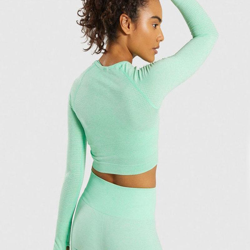 

Seamless knitting, jogging, fitness, body shaping, solid Yoga Top, gradual long sleeve1, Black