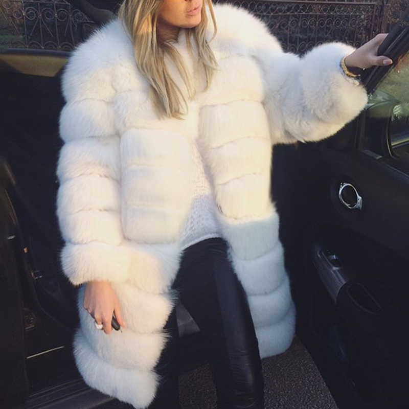 

Fashion Women Faux Winter Furry Coat White Thick Warm Fur Long Sleeve O-neck Jacket Outerwear Overcoat Plus Size 3X 6Q2398 7116, As pic