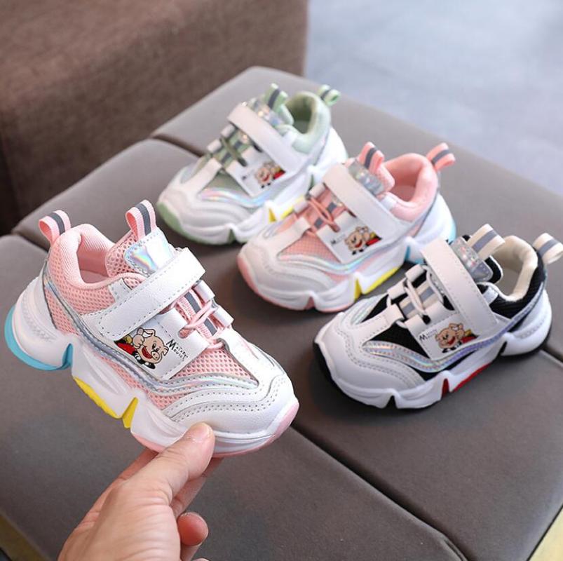 

Autumn Children Running Shoes Boys Girls Casual Shoes Fashion Breathable Knitting Jelly Soft Bottom Kids Sneakers, Pink