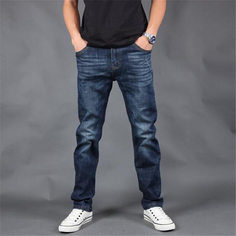 

Big Size Men's Black Blue Distressed Washed Denim Jeans Vintage Straight Slim Fit Hommes Cowboys Trousers Button Male Jean Pants