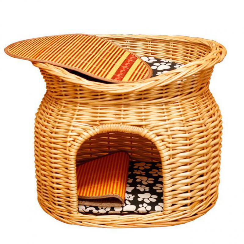 

600 Summer cat nest rattan four seasons universal cat house villa house double-layer cage removable supplies dog nest