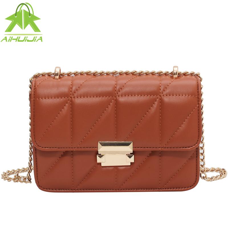 

Fashion Simple Small Square Bag High Quality PU Leather 2021 New Women's Chain Handbags Crossbody Designer Handbag Shoulder Bags, Brown