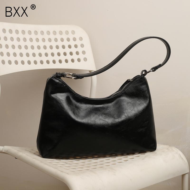 

[BXX] Vintage PU Leather Bags For Women 2021 Spring Fashion Crossbody Shoulder Bag Lady Trend Handbags and Purses HQ952, Black