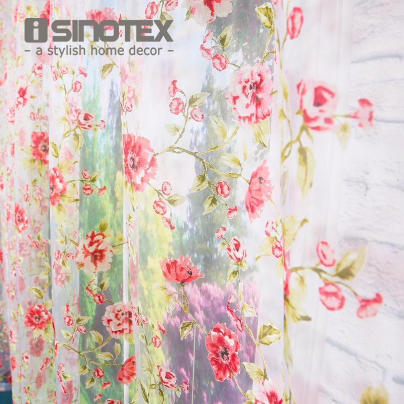 

ISINOTEX Window Curtain Red Floral Burnout Transparent Sheer For Home Living Room Screening Voile Fabric 1PCS/Lot1, Rod pocket