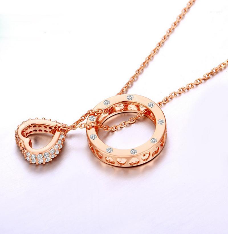 

Chains Round Love Heart Zircon Pendant Necklace Silver Color Rhinestone Necklaces For Women Gift Kolye Choker Collares Bijoux1