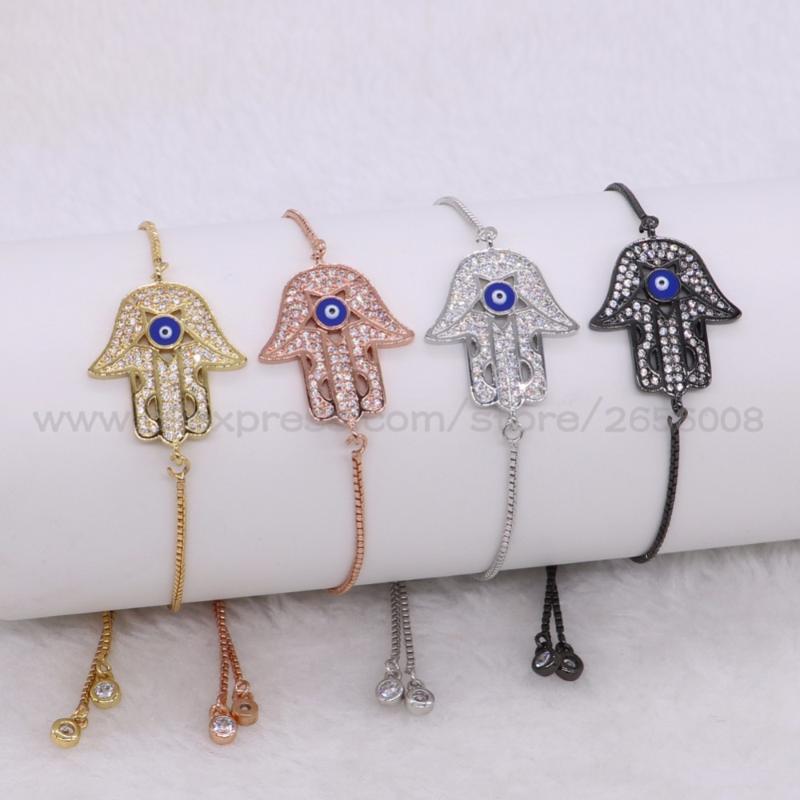 

Turkish High quality hand shape Blue Eye Charm bracelet metal adjustable bracelet bangle Mix color Gems jewelry fashion 2005