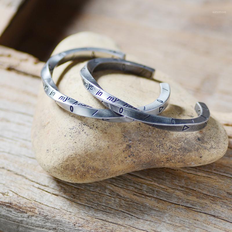 

Titanium Steel Bracelet Couple Lovers Bracelet always in my heart Twist for Men Jewelry SS-1011