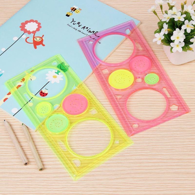 

Wholesale- Plastic Wholesale Spirograph Geometric Mould Flower Ruler Stencil Spiral Art Classic Toys Stationery Random Color1, As pic