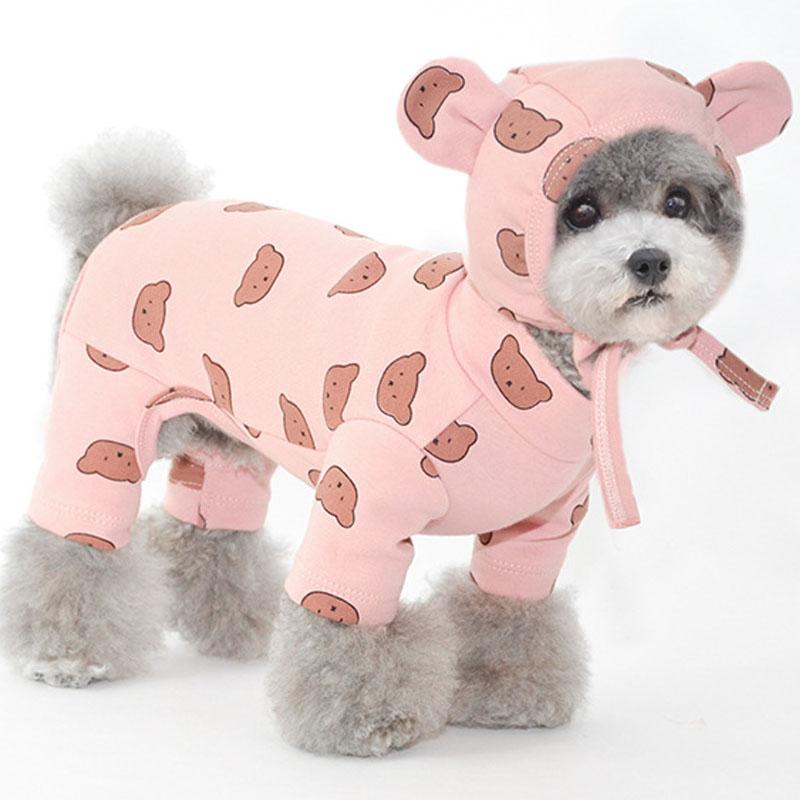 

Cotton Pet Clothes Bear Pattern Dog Pajamas Jumpsuit 4 Legs Coat O-neck Tshirt Sweatshirt Set Pajamas Overalls Puppy Cat Clothes, Blue