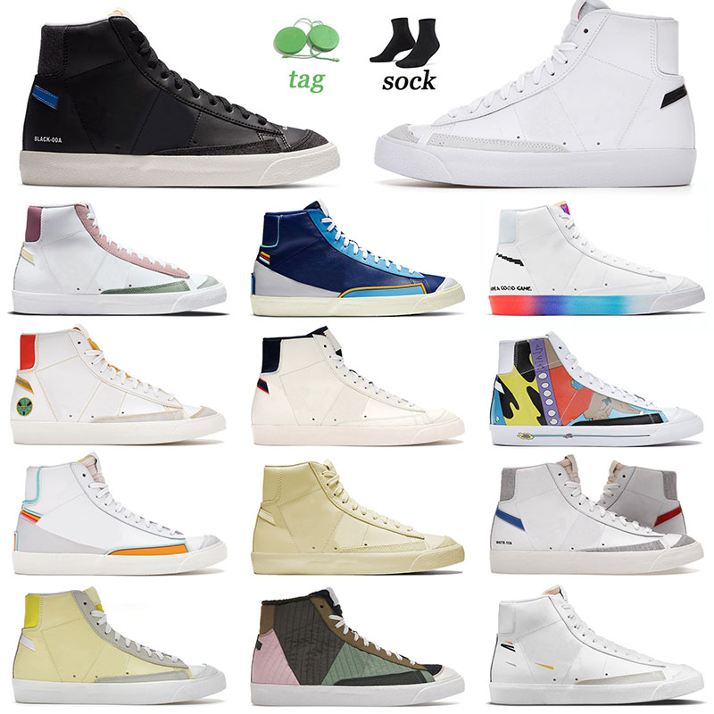 

Top Fashion 2022 Blazer Mid 77 Flat Casual Shoes for Mens Women Color Code Black Overlays Bicycle Yellow Popcorn Vintage Trainers Sneakers 36-45, A41 bicycle yellow