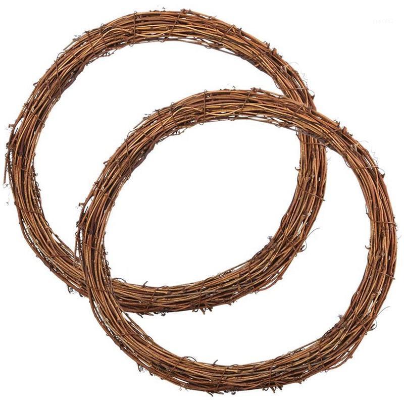 

2 Pcs 12 Inch Wreaths Vine Branch Wreath Christmas Rattan Wreath for DIY Craft Front Door Wall Hanging Decors1, Brown