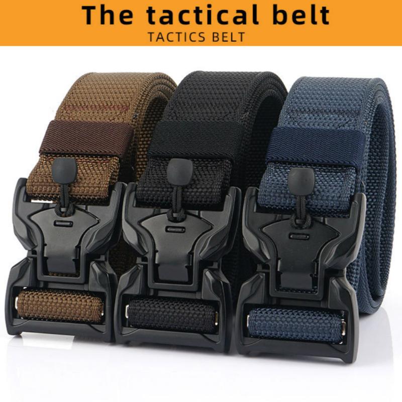 

2020 Tactical Belt Hard PC Quick Release Magnetic Buckle Belt Soft Real Nylon Sports Accessories, Buckle brown