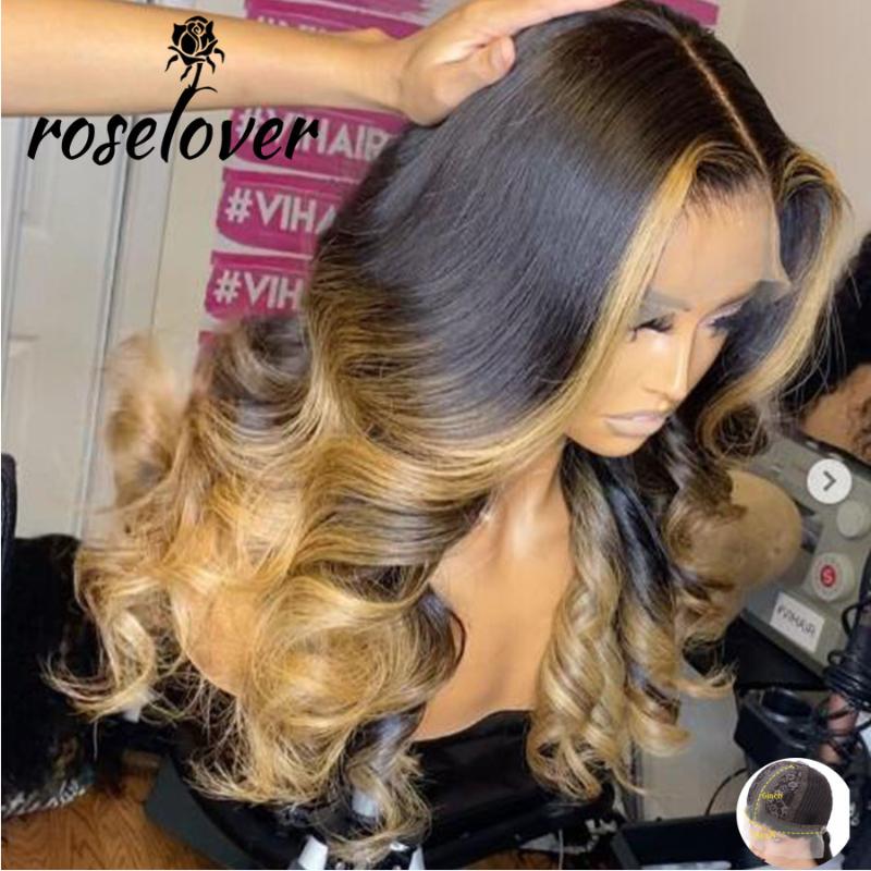

Ombre Honey Blonde Lace Front Wigs 180% For Black Women Pre Plucked Lace Human Hair Wigs Colored 13x6 Front Human Hair, Lace front wig
