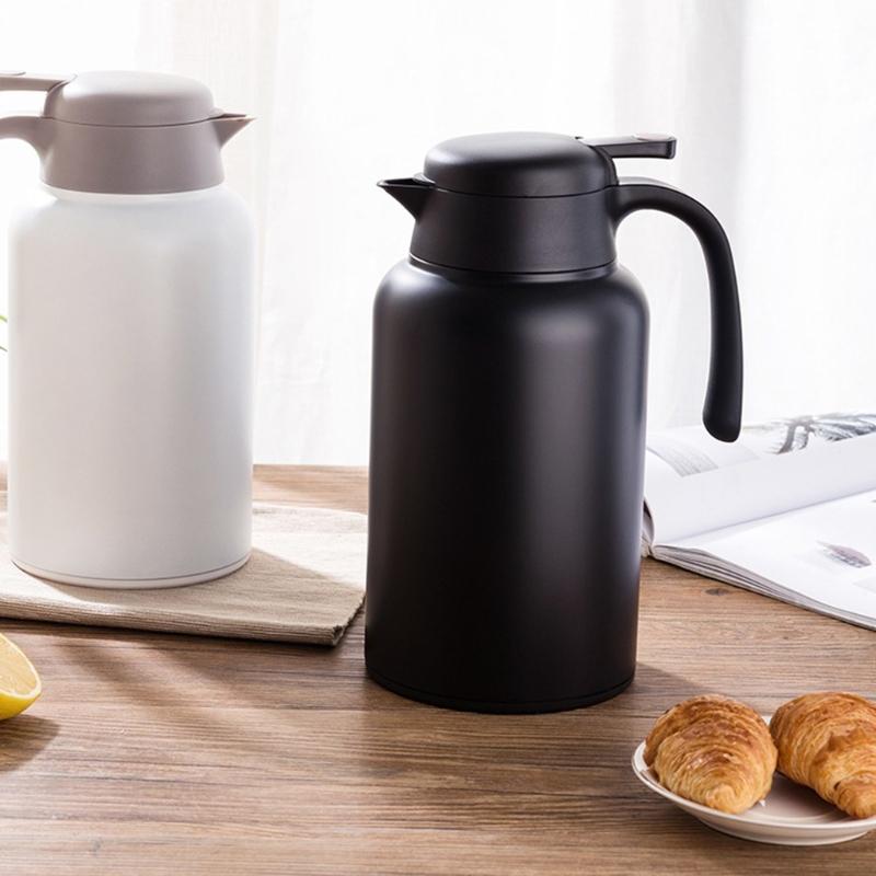 

316 Stainless Steel Liner V-Outlet Coffee Water Bottle Double Thermal Insulation Pot For Hot And Cold Drinks (Black white) WIth