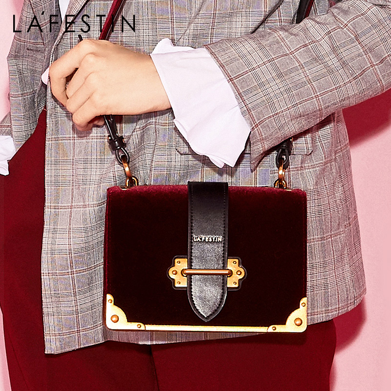 

HBP LA FESTIN Women Shoulder Bag Velvet Handbag Brands 2020 Design Luxury Famous Designer Crossbody Bag Bolsa Feminina High Quality, Black