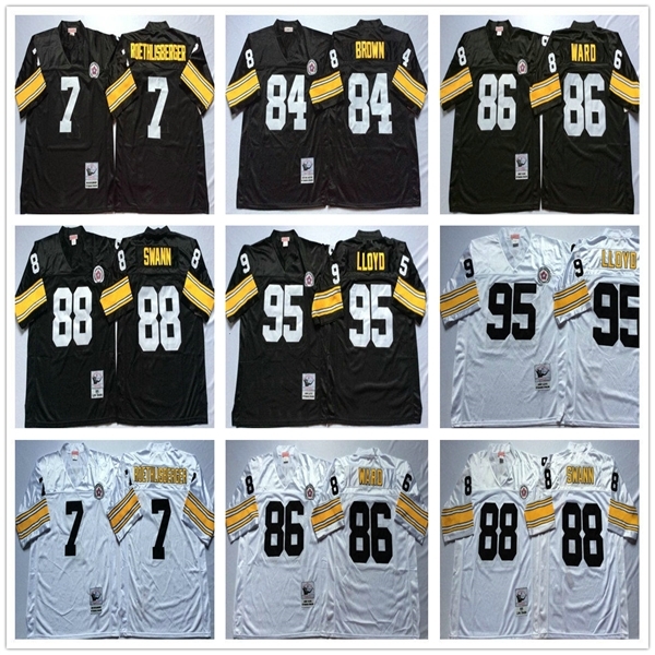 

NCAA Vintage Retro 7 Ben Roethlisberger Jersey 95 Greg Lloyd 84 Antonio Brown 86 Hines Ward 88 Lynn Swann Football Jerseys, Black