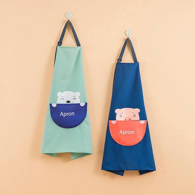 

1Pcs Kitchen Cooking Apron Cute Pig Bear Printed Home Sleeveless Polyester Aprons For Men Women Baking Accessories