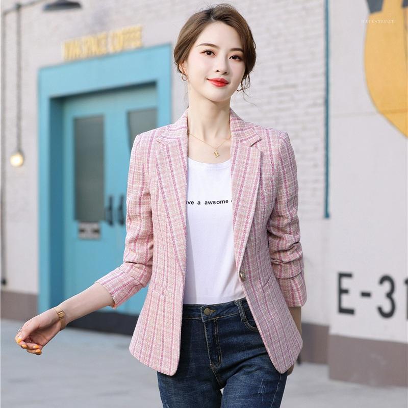 

New 2020 Spring Fall Casual Pink Blazer Women Outerwear Jackets Office Ladies Work Wear Clothes Styles1