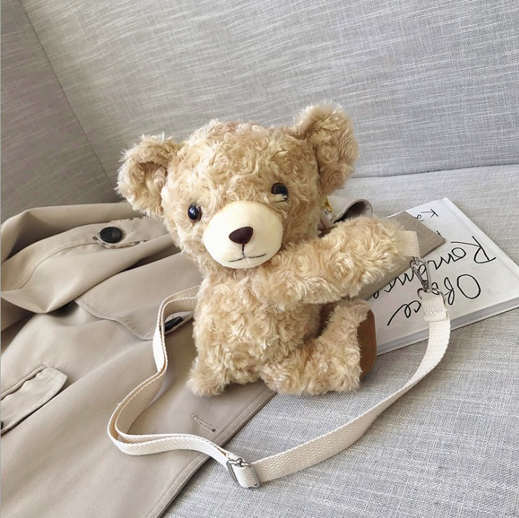 

Plush bag female 2020 autumn and winter new Japanese and Korean cartoon cute girl shoulder bag cute bear toy messenger bag, As pic