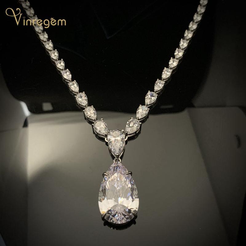 

Other Vinregem Luxury 925 Sterling Silver Pear Cut Moissanite Diamonds Gemstone Wedding Engagement Women Pendant Necklace Fine Jewelry