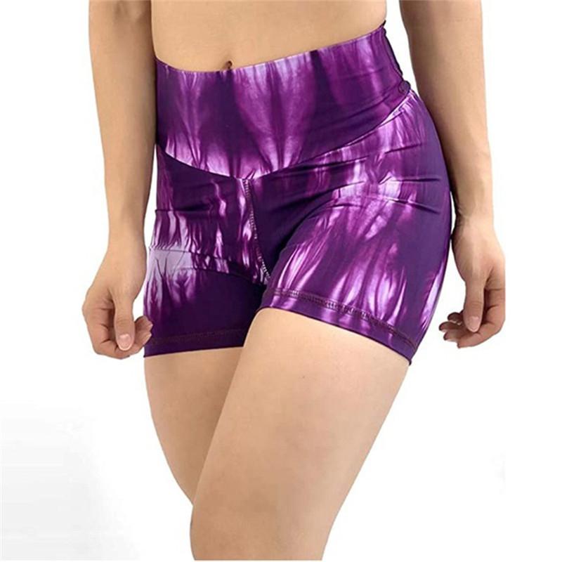 

Seamless Sports Short Women Summer High Waist Gym Leggings Printing Tummy Control Workout Running Shorts Women, Purple