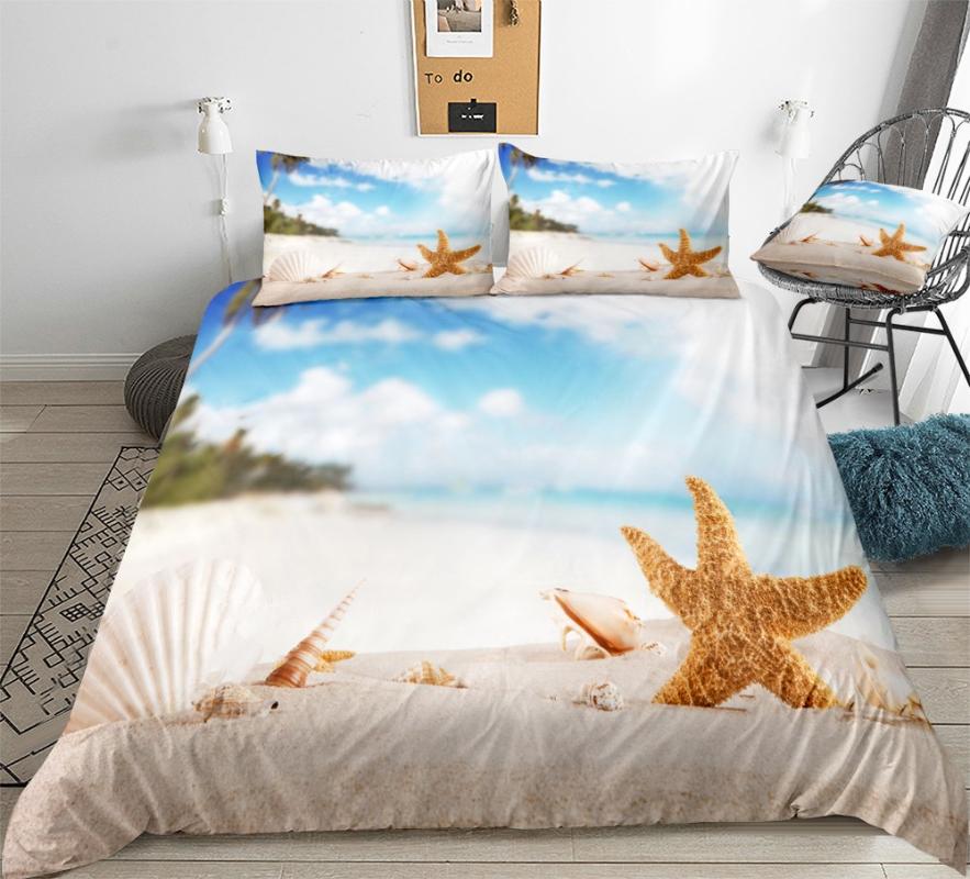 

Coast Duvet Cover Set Starfish Bedding Set Ocean Style Holiday Beds Fresh Style Home Textiles Microfiber For Kids Girls Boys, 01